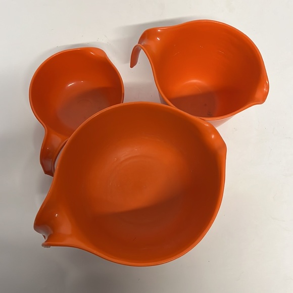 Vintage Orange Mixing Bowls Set Rubbermaid nesting batter - Picture 3 of 6